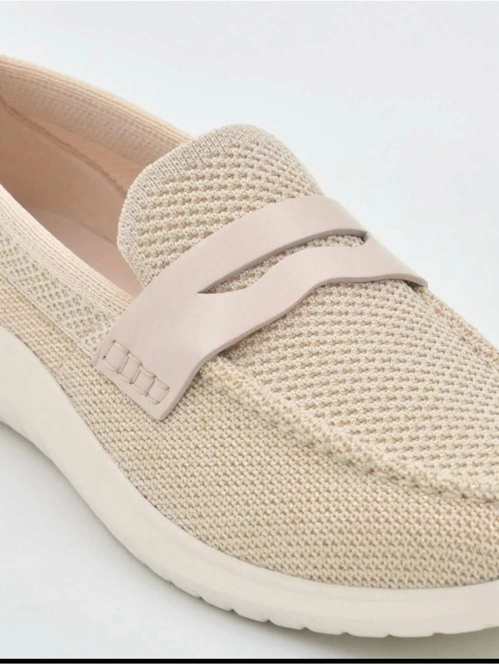 Cole Haan‎ Women's Beige Knit Slip-On Loafers